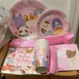 Pink Animal Happy Birthday Party Supplies Set